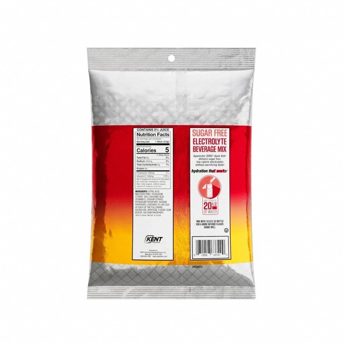 Sqwincher 159060973 Qwik Stik Sugar Free Mango Electrolyte Drink Mix Makes 20 oz (50 Pack) - 3