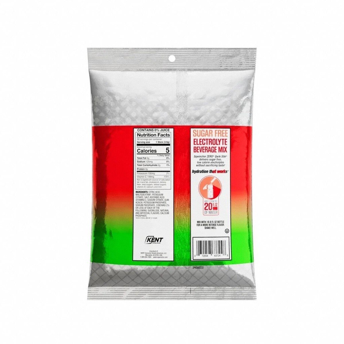 Sqwincher 159060975 Sugar Free Strawberry Kiwi Qwik Stik Electrolyte Drink Mix 20 oz (50 Pack) - 3