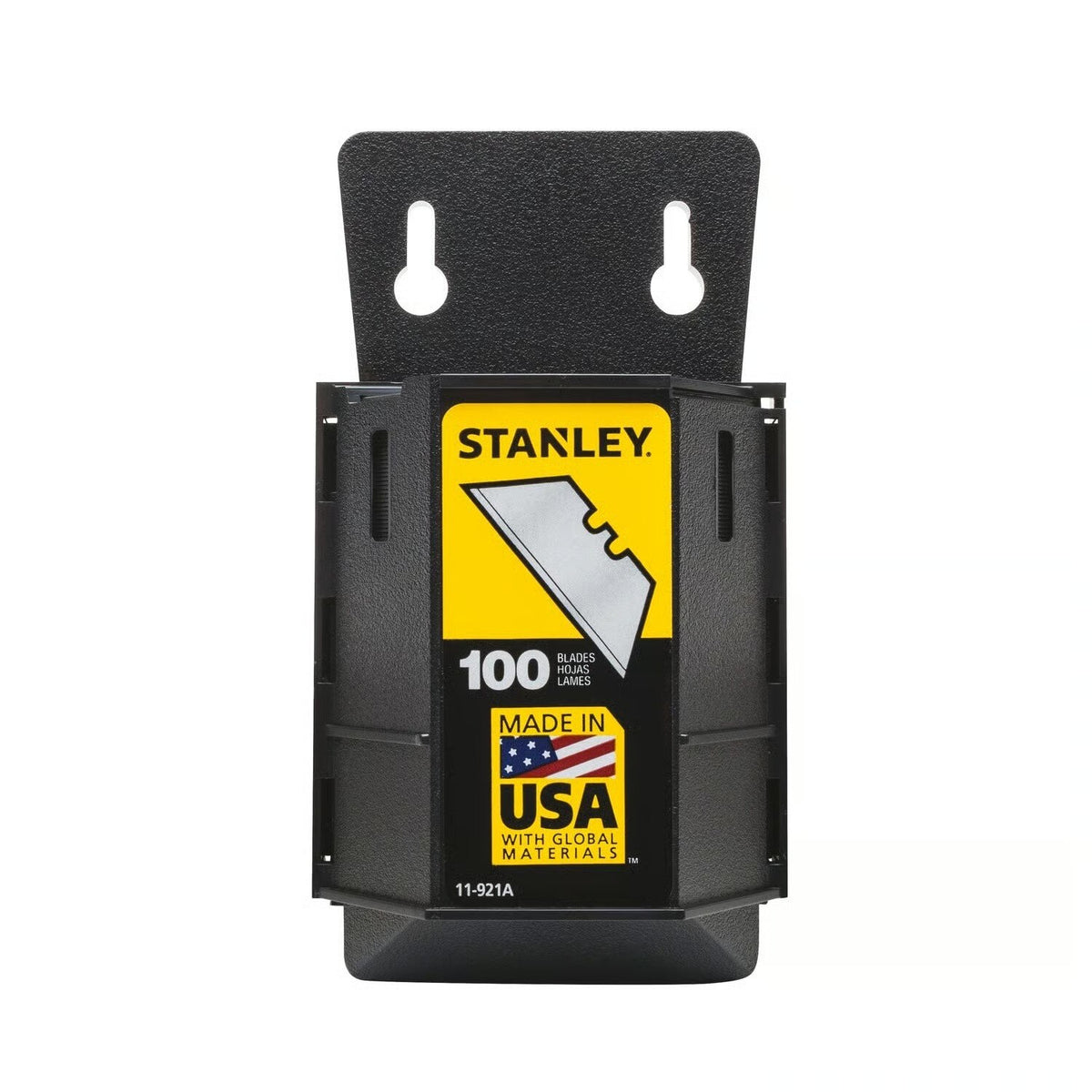Stanley 11-921J 2.4" High Carbon Steel Heavy Duty Utility Blade Dispenser with Wall Mount (100 Pack)