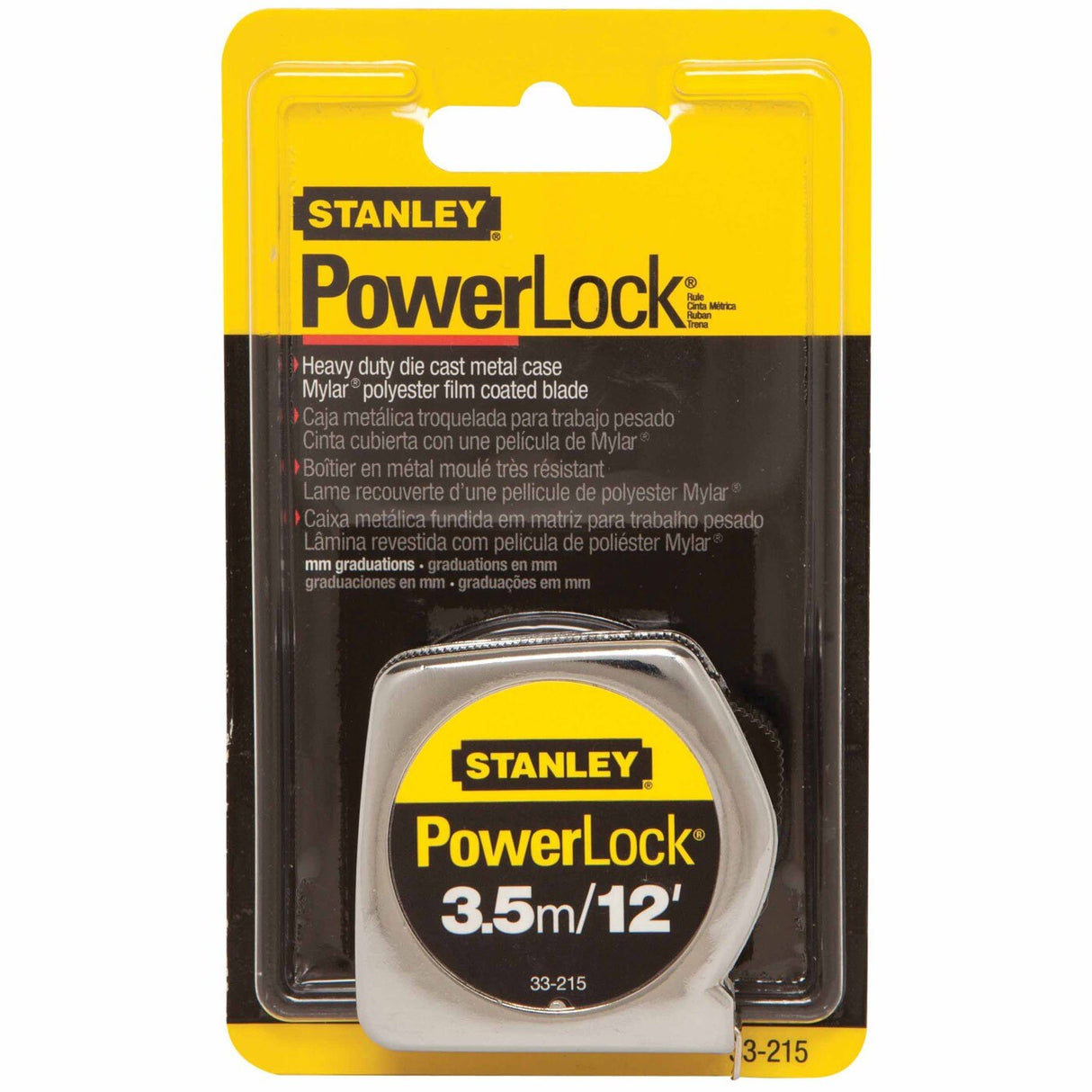 Stanley 33-215 PowerLockTape Rule w/ Metal Case 1/2" X 3.5M/12' - 2