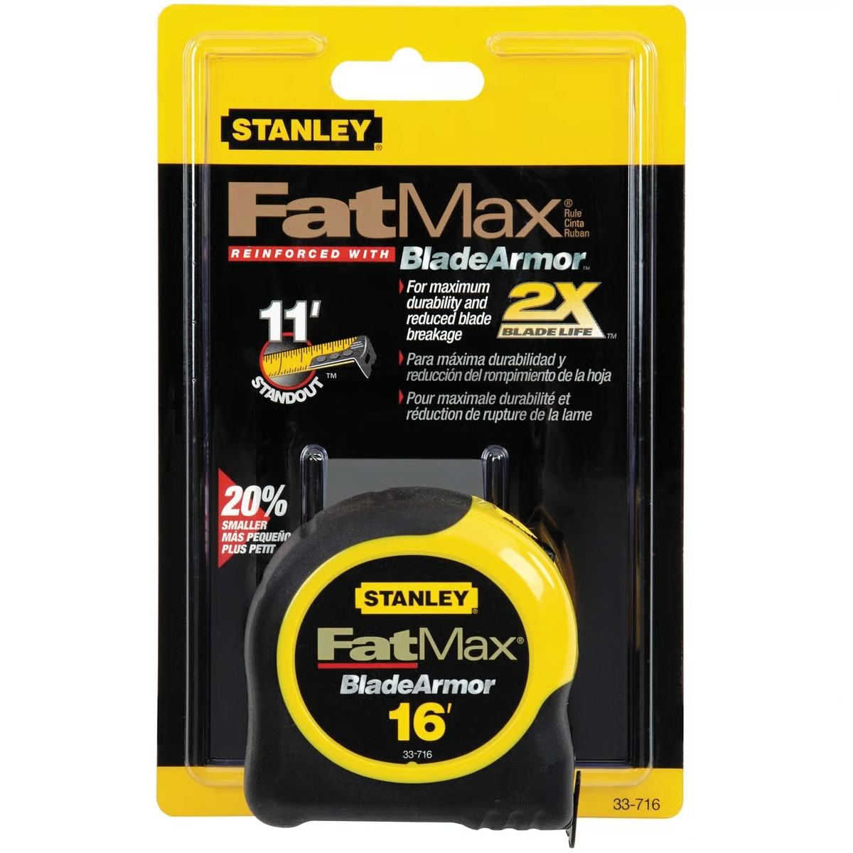 Stanley 33-716THR FatMax Tape Rule with BladeArmor Coating 1-1/4" x 16' - 2