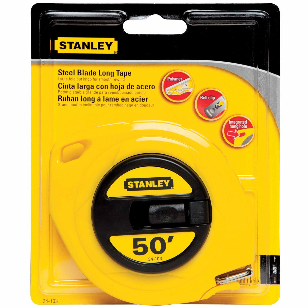 Stanley 34-103 Closed Case Long Tape 3/8" X 50'