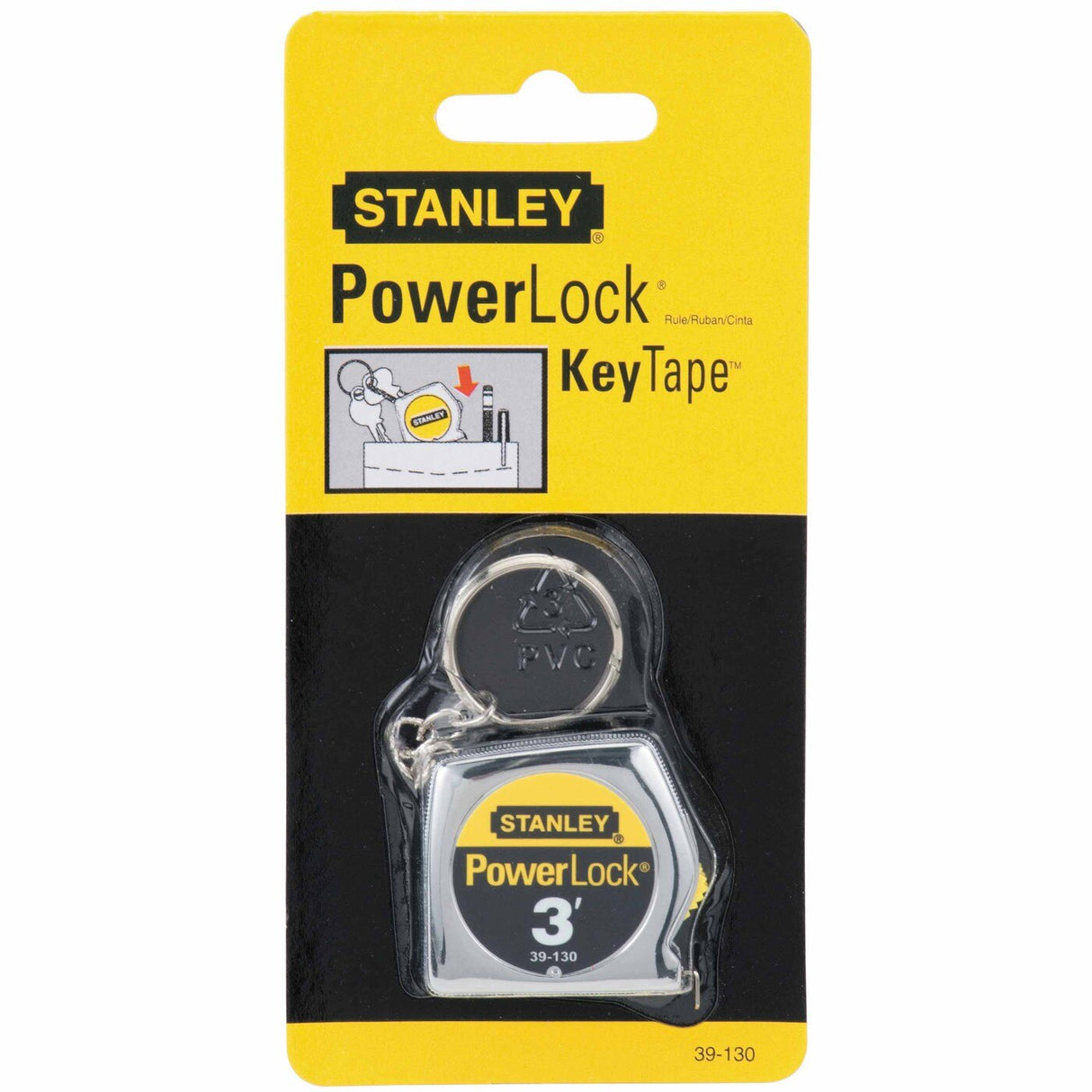 Stanley 39-130 PowerLockKeychain Tape 1/4" X 3' - 2