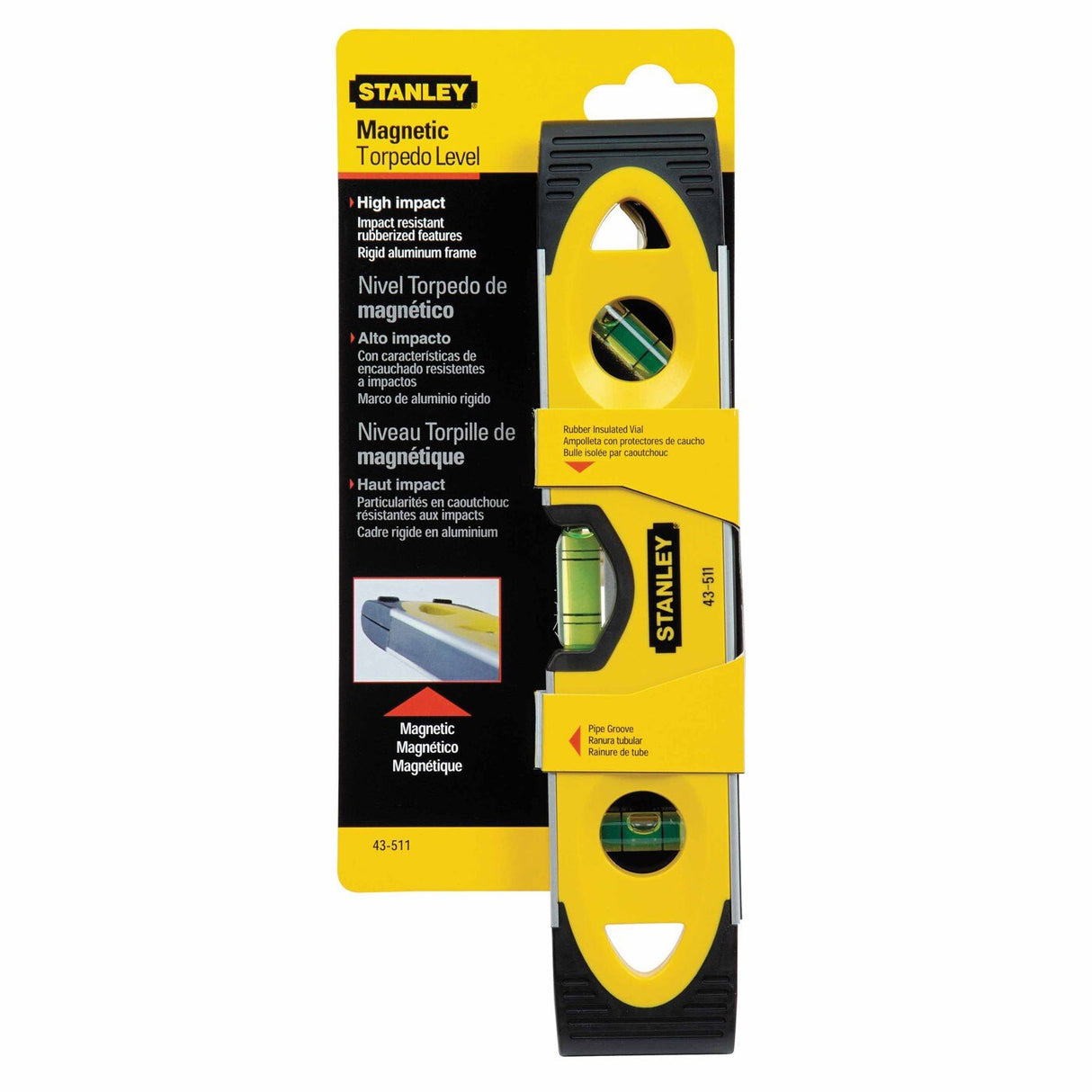 Stanley 43-511 Shock-Resistant Torpedo Level Magnetic - 9" - 2