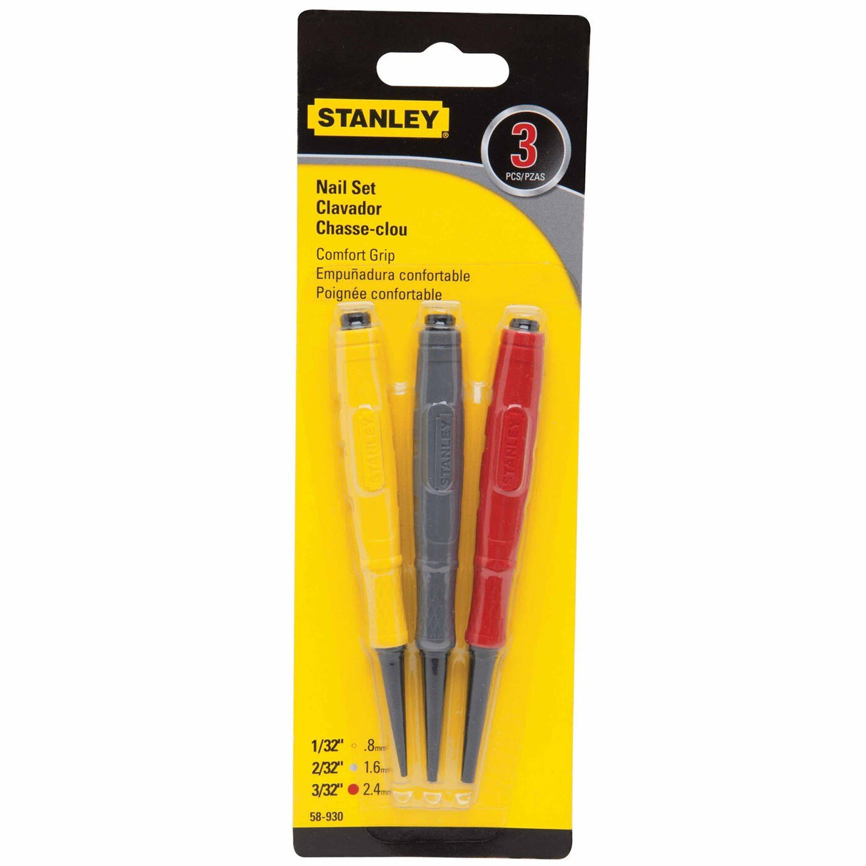 Stanley 58-930 Cushion Grip Nail Set - 3 Piece - 2