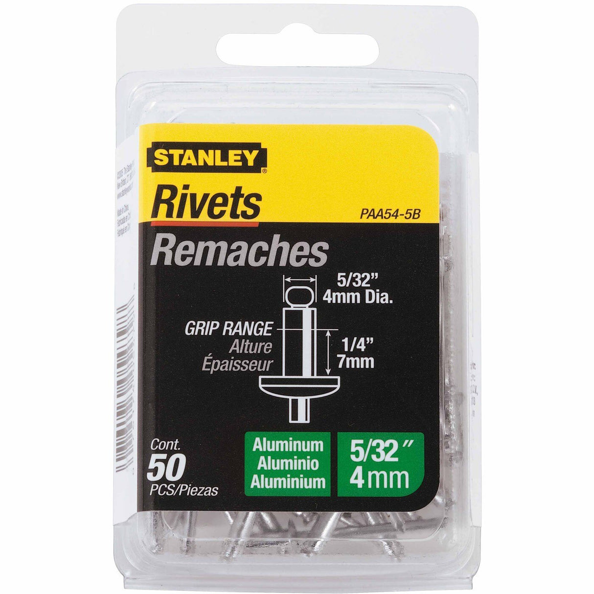 Stanley PAA54-5B Aluminum Rivets 5/32" X 1/4" - 50 Pack