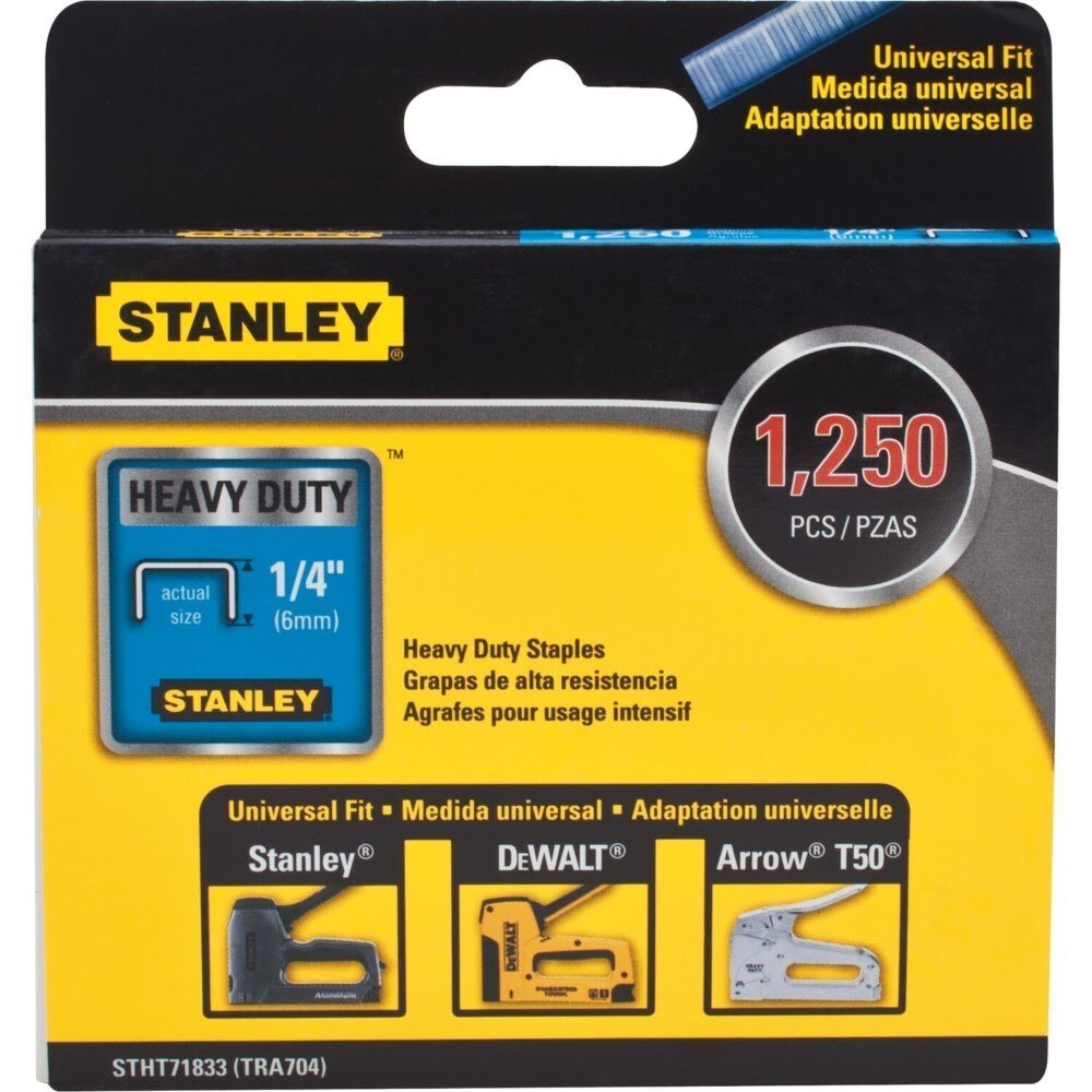 Stanley STHT71833 1/4" Heavy Duty Staples - 1250 Pack - 2