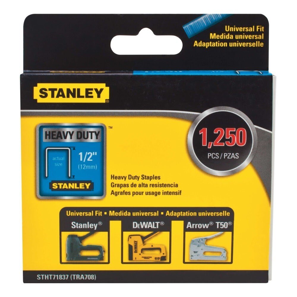 Stanley STHT71837 1/2" Heavy Duty Narrow Crown Staples - 1250 Pack