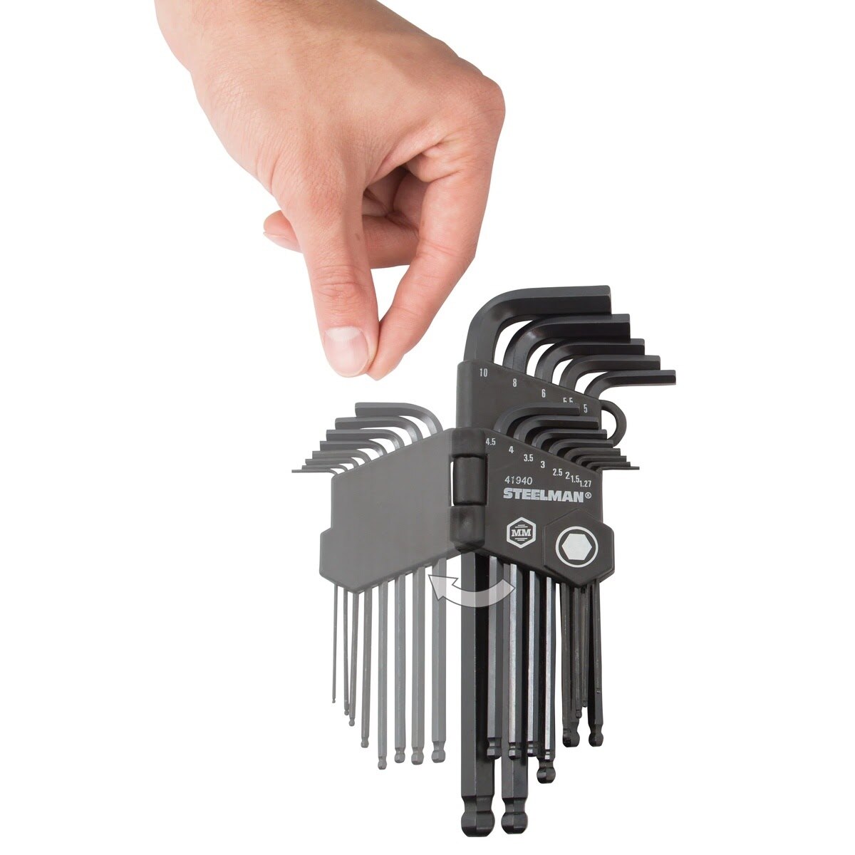 Steelman Pro 41938 Long Arm Ball End Hex Key Wrench Set SAE Metric (26 Piece Set) - 5