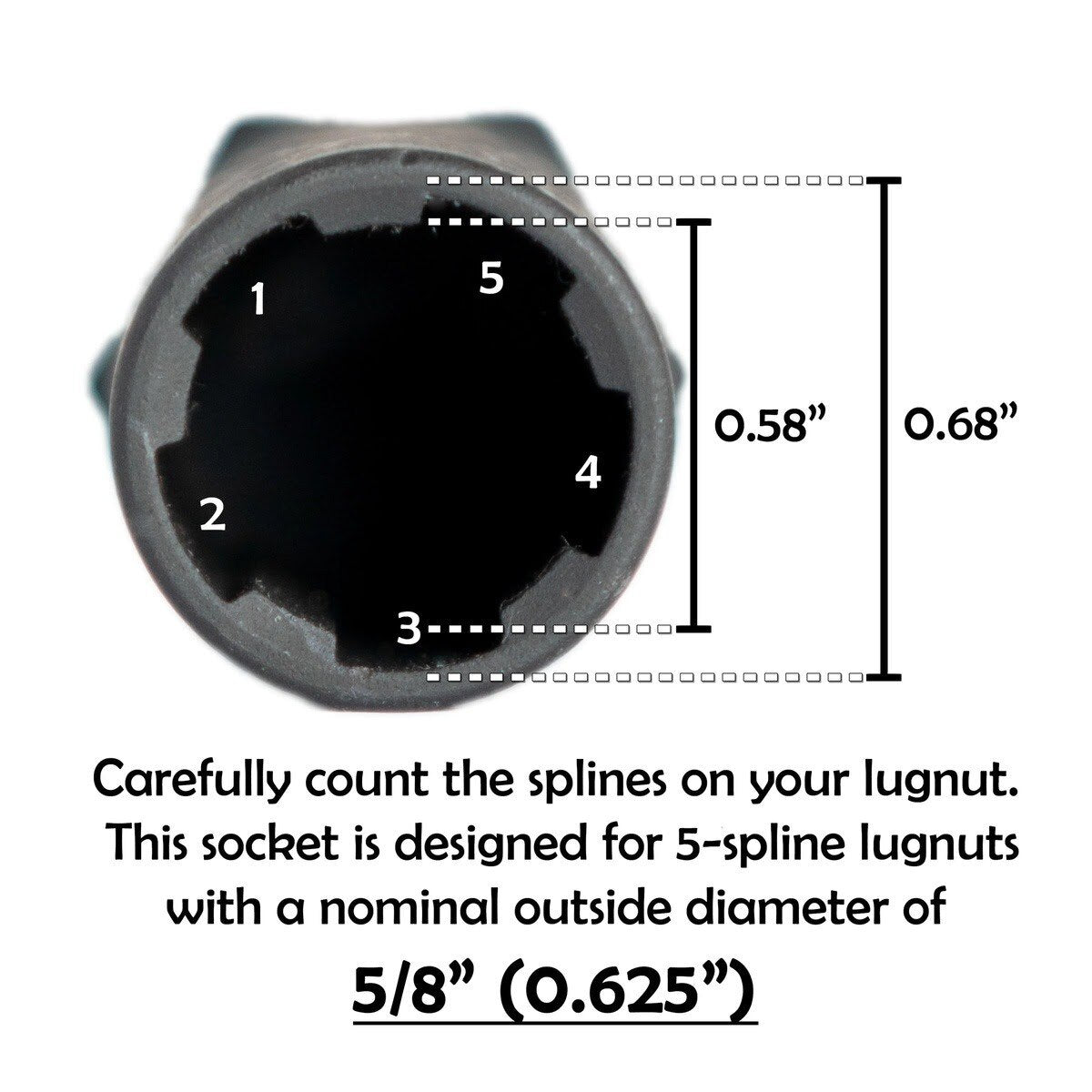 Steelman Pro 78538 5-Spline 5/8 in. Socket-Style Locking Lug Nut Key for Aftermarket Lug Nuts - 4