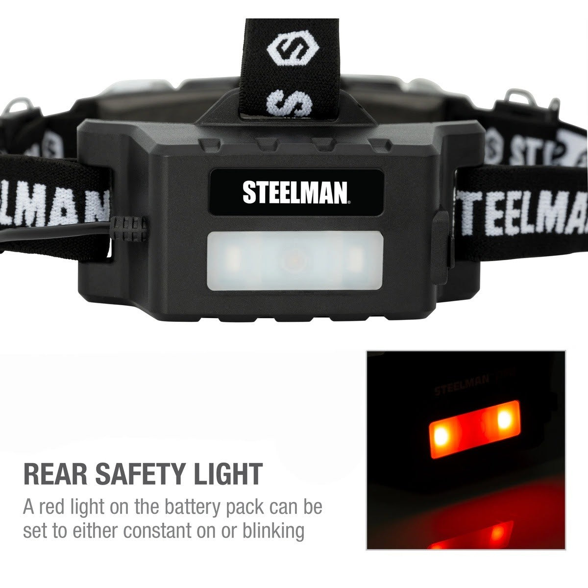 Steelman Pro 79379 Rechargeable Motion-Sensing Focusing LED Headlamp with Rear Safety Light Up to 260 Lumens - 4