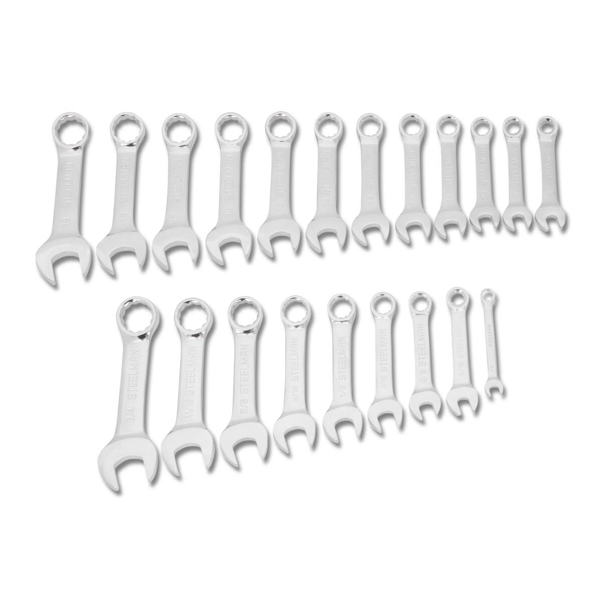 Steelman Pro 82576 Stubby Combination Wrench Set with Storage Roll, Metric and SAE (21 Piece Set) - 2