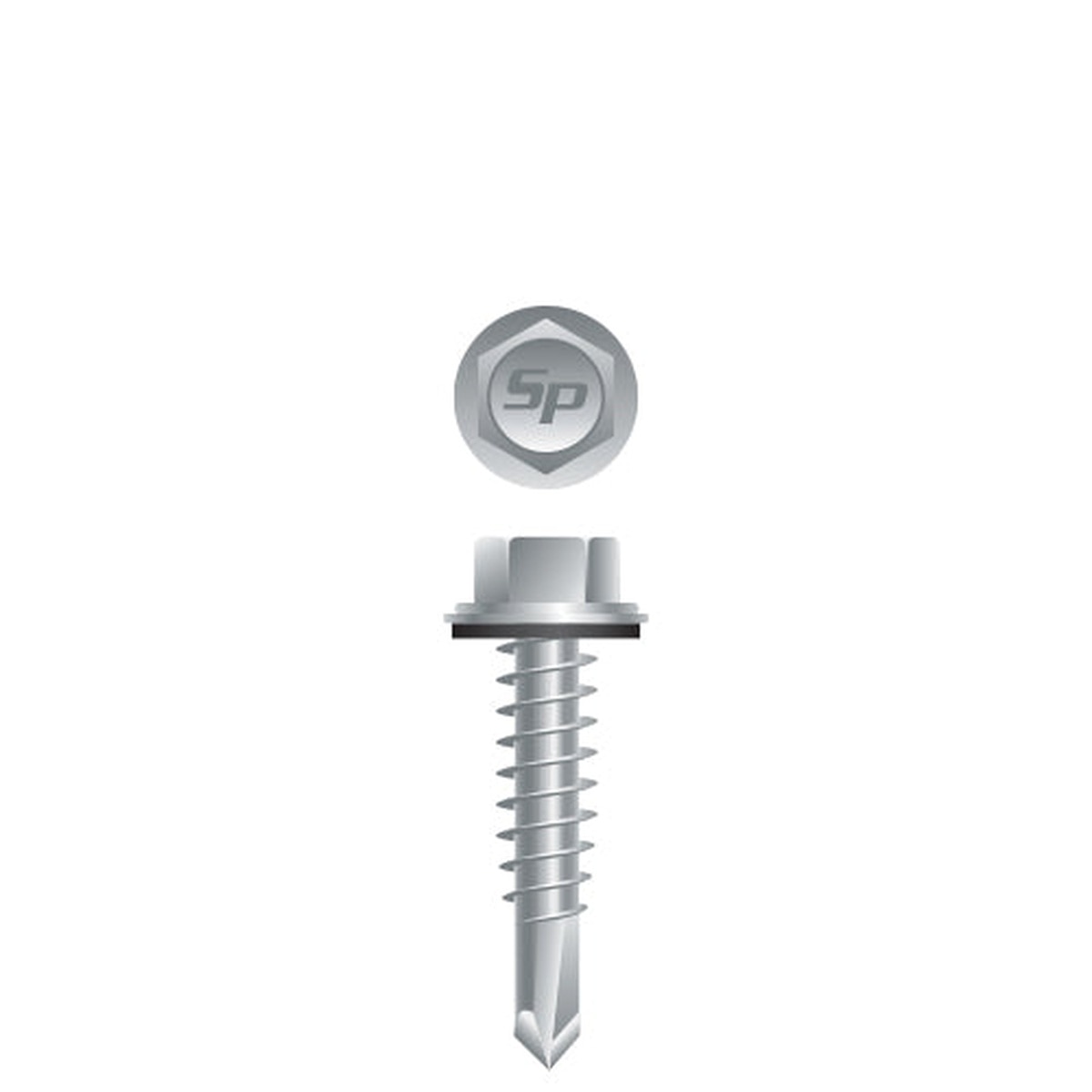 Strong-Point HA1032CV #10 x 2" Hex Tek 3 Self-Drilling Screw with Bonded Neo Washer and Strong Shield Coating (300 Pack)
