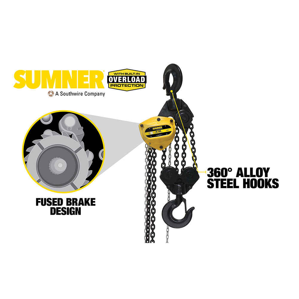 Sumner PCB1.5KC15WO 15T Chain Hoist 15' Lift and Overload Protection - 2