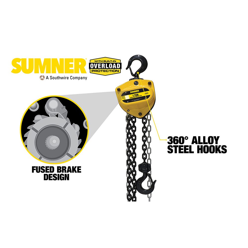 Sumner PCB100C10WO 1T Chain Hoist 10' Lift and Overload Protection - 2