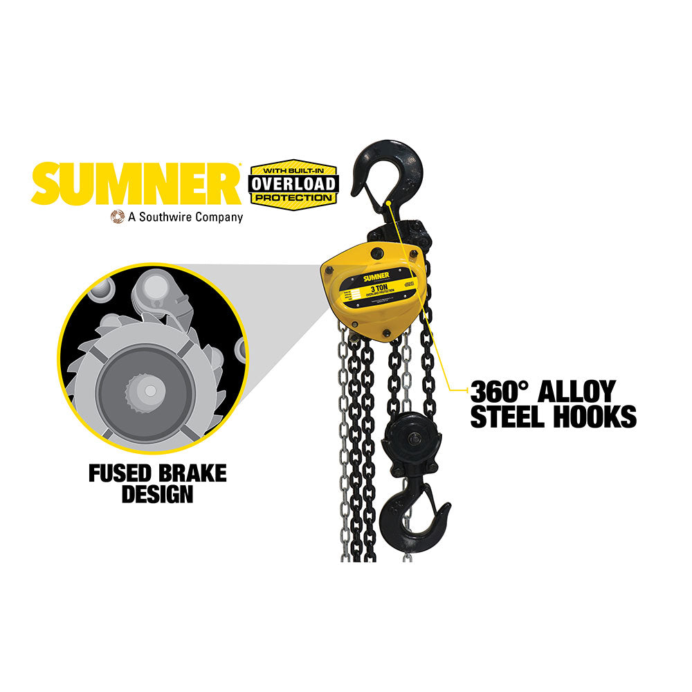 Sumner PCB300C30WO 3T Chain Hoist 30' Lift and Overload Protection - 2