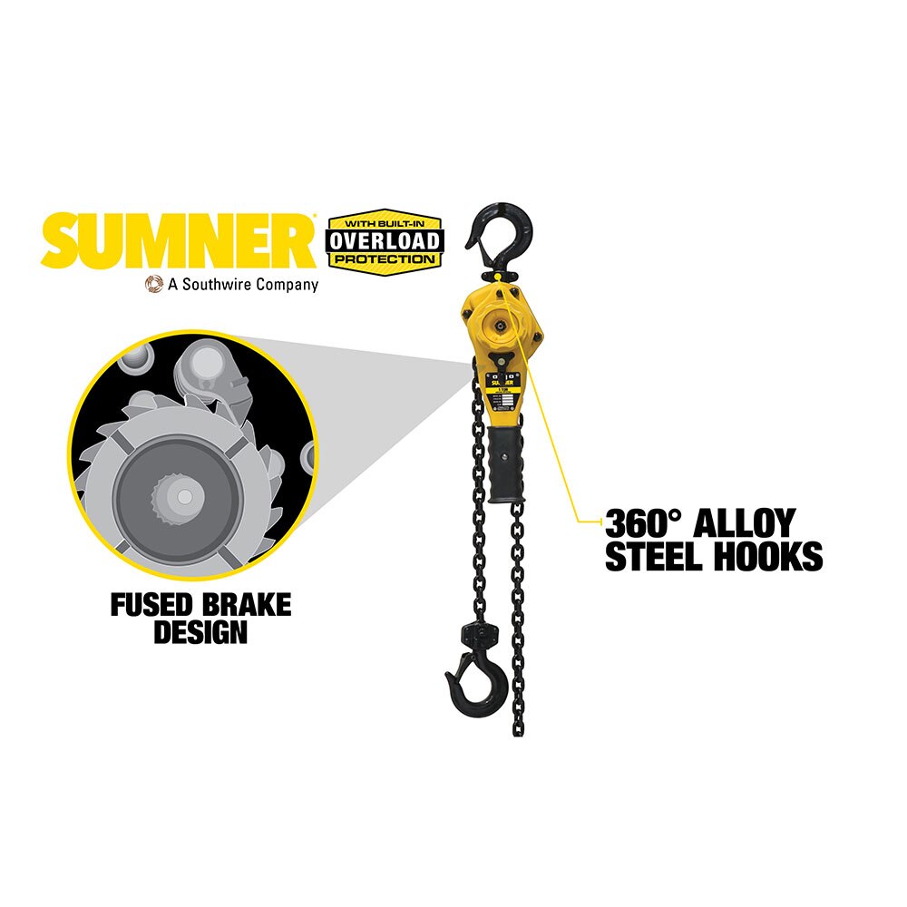 Sumner 787514 PLH100C15WO 1T LVR Hoist 15' Lift and Overload Protection - 2