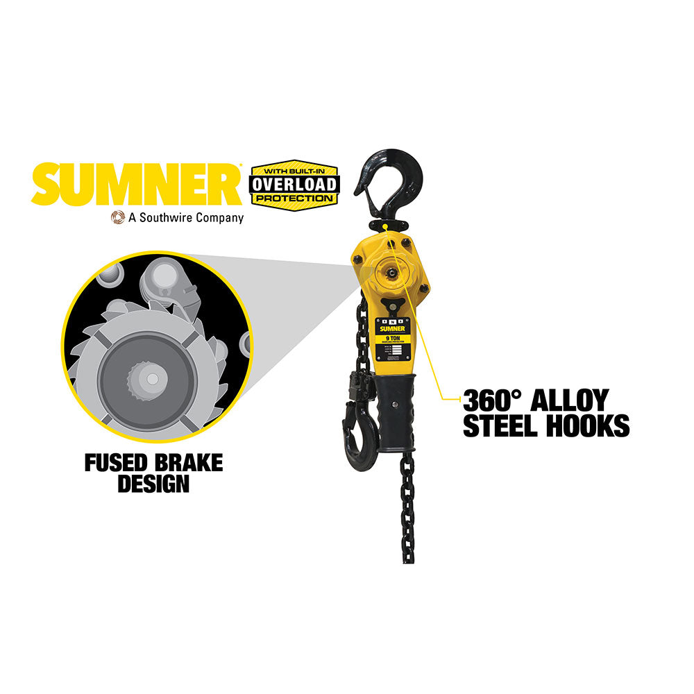 Sumner PLH900C15WO 9T LVR Hoist 15' Lift and Overload Protection - 2