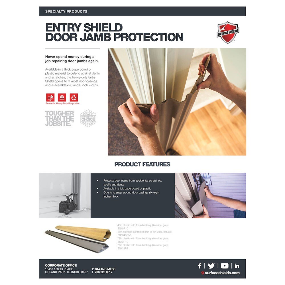 Surface Shields ES6048C50 60" Entry Shield Card Board Door Frame Protection - 7