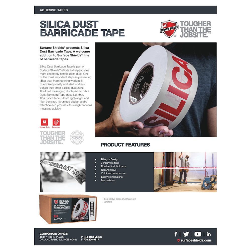 Surface Shields SDT100 3" x 333 Yards Silica Dust Tape, 8 Pack - 4