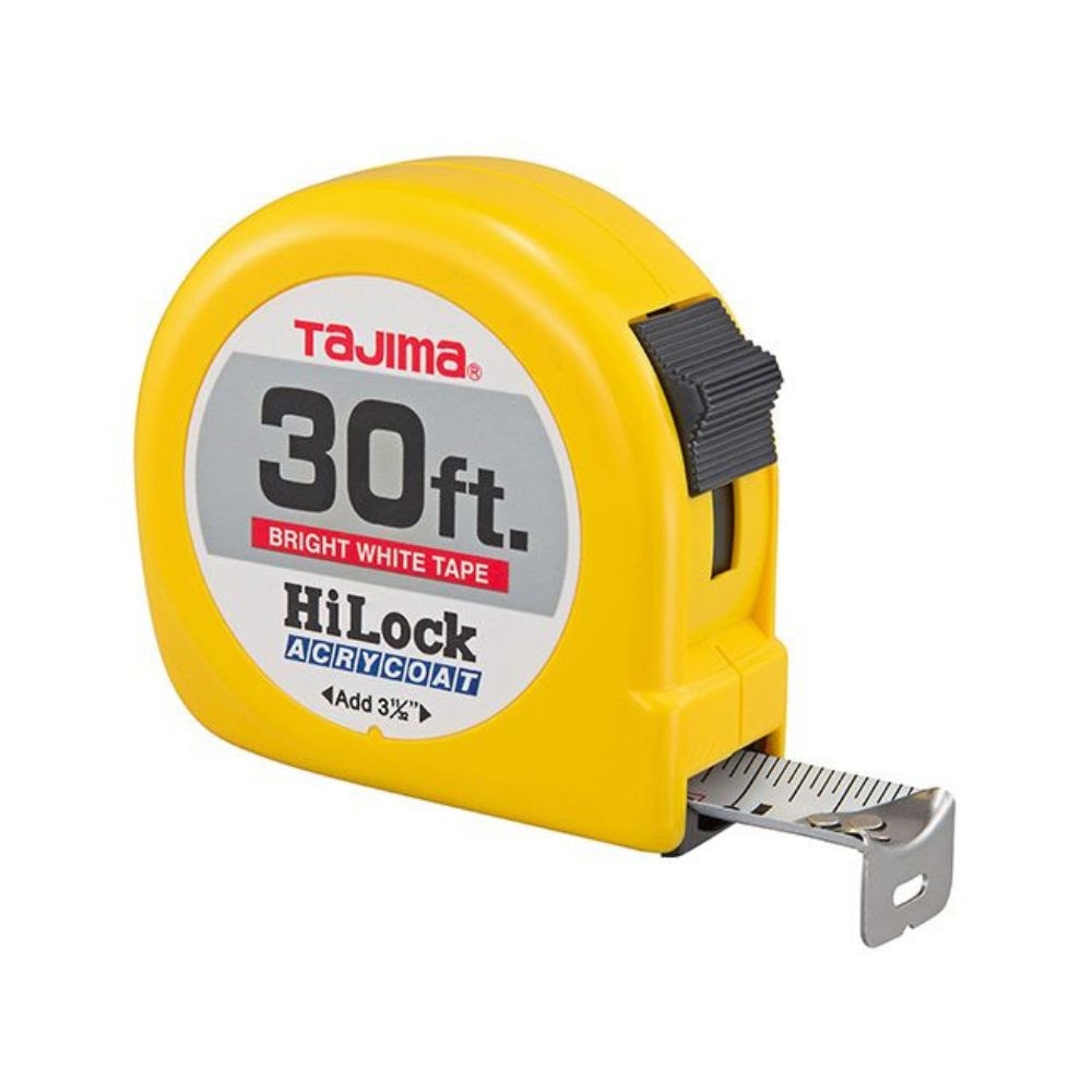 Tajima HL-30BW Hi-Lock Standard Scale 30' x 1" Steel Blade Tape Measure