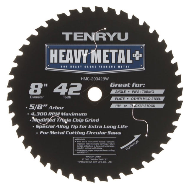 Tenryu HMC-20342BW 8" 42T Heavy Metal Cut Blade 5/8" Arbor