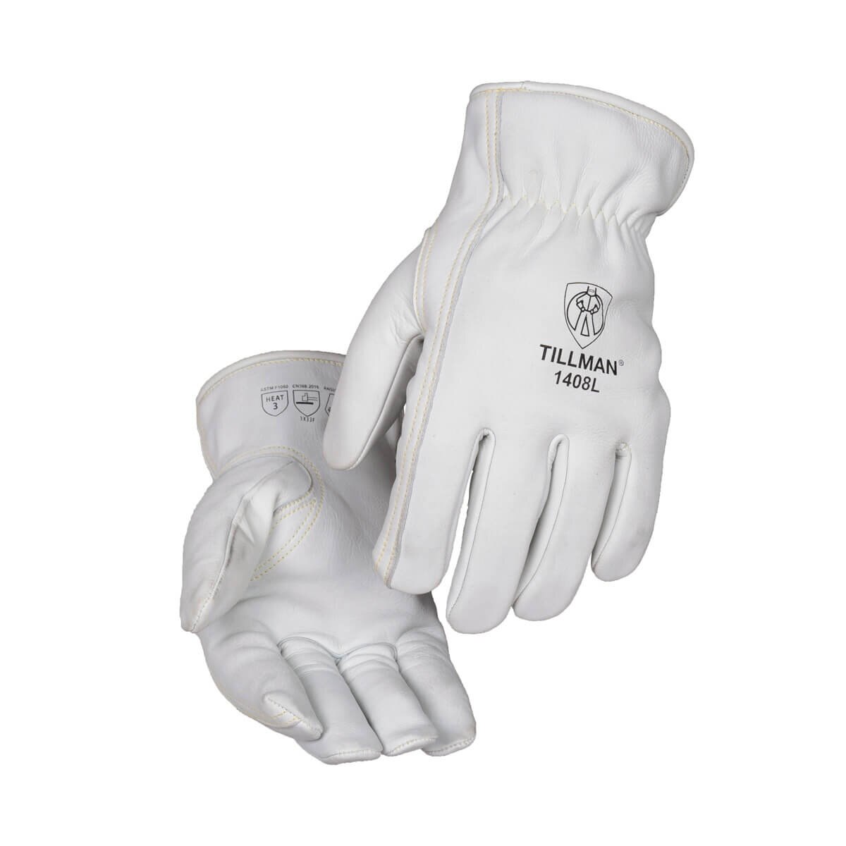 Tillman 1408-M A6 Cut Resistant Top Grain Cowhide Drivers Gloves with Para-Aramid Steel Liner Pearl Medium