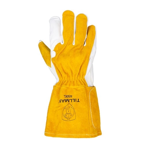 Tillman 49-L Large MIG Welding Gloves with Top Grain Goatskin Palm and 5" Shirred Cuff - 2