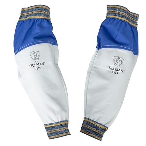 Tillman 9215 22" Flame Resistant Cotton and Goatskin Welding Sleeves with Elastic Closure - 2