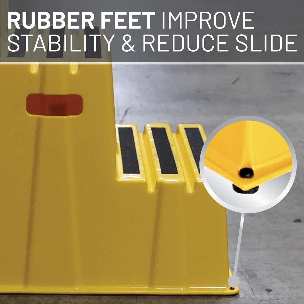 US Weight SS300 3 Step High Visibility Yellow Anti Slip Safety Step Stool 22.83 x 34.84 x 29.13" - 4