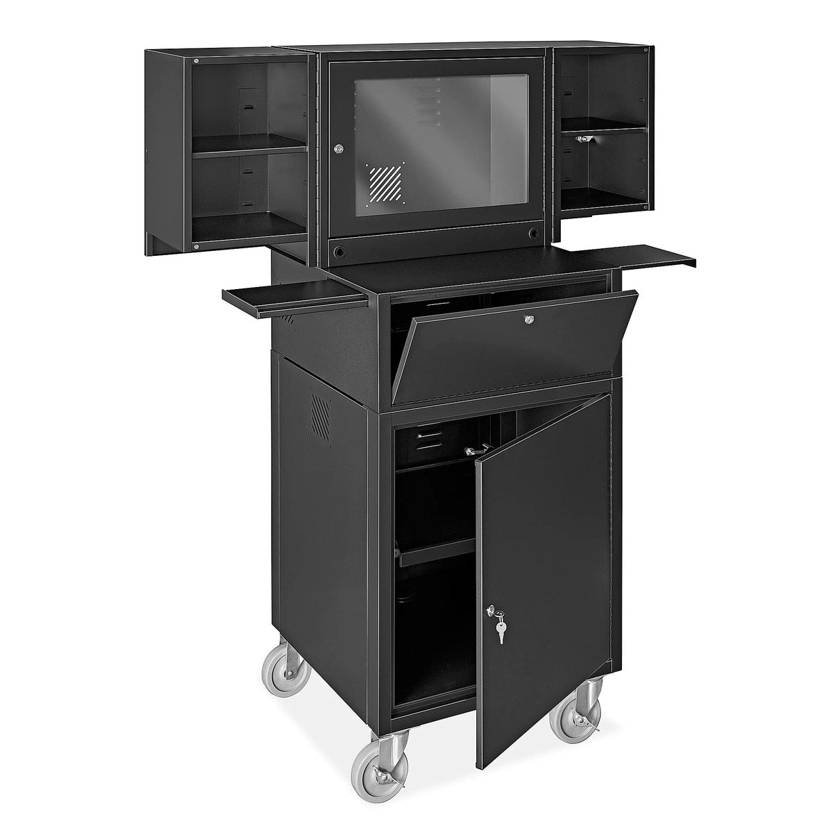 Uline H-12185 Deluxe Mobile Computer Cabinet 23 x 25-50 x 62"