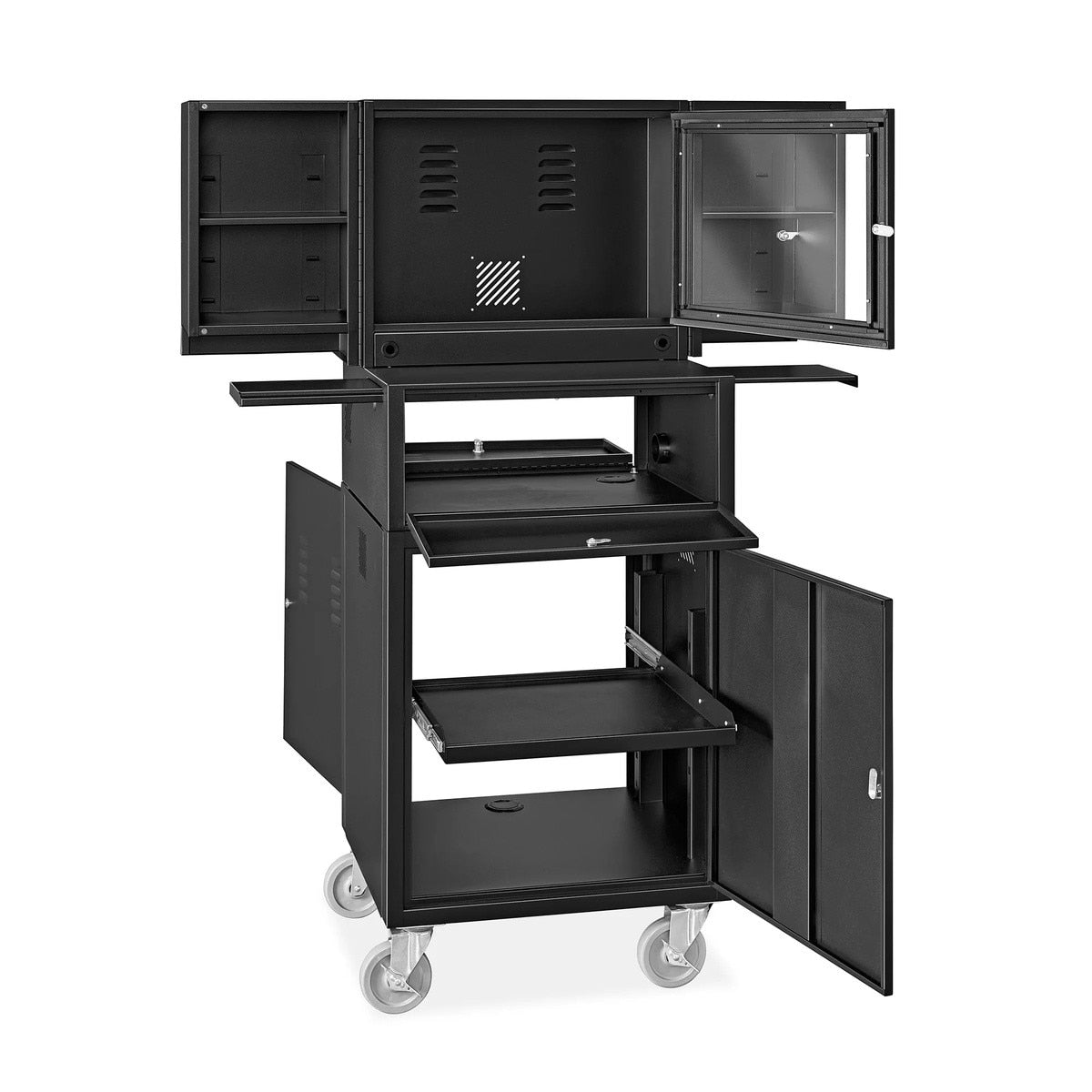 Uline H-12185 Deluxe Mobile Computer Cabinet 23 x 25-50 x 62" - 2