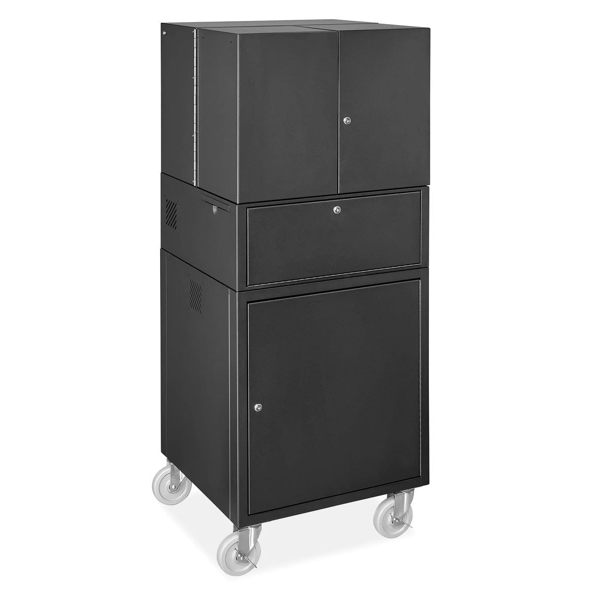 Uline H-12185 Deluxe Mobile Computer Cabinet 23 x 25-50 x 62" - 3
