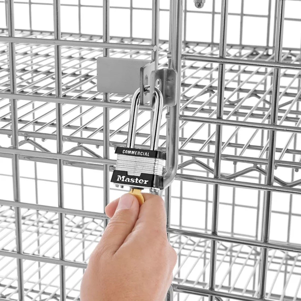 Uline H-2084 48 x 24 x 69" Locking Wire Security Cart with 3 Shelves - 4