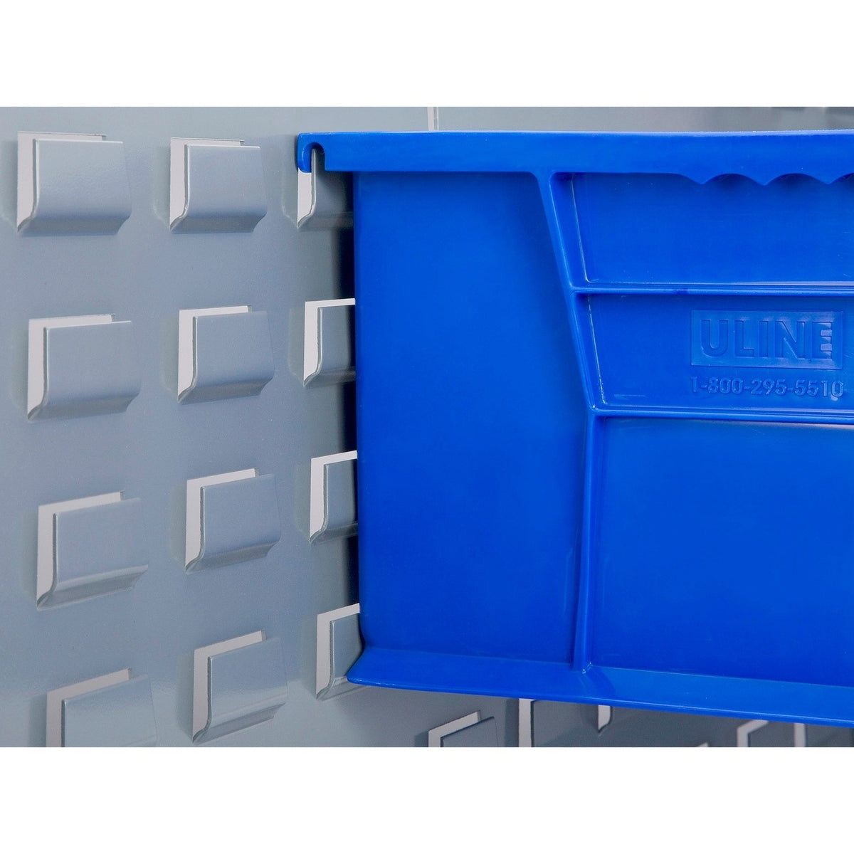 Uline S-12416BLU 11 x 8 x 7" Blue Plastic Stackable Bin for Small Parts Storage - 4