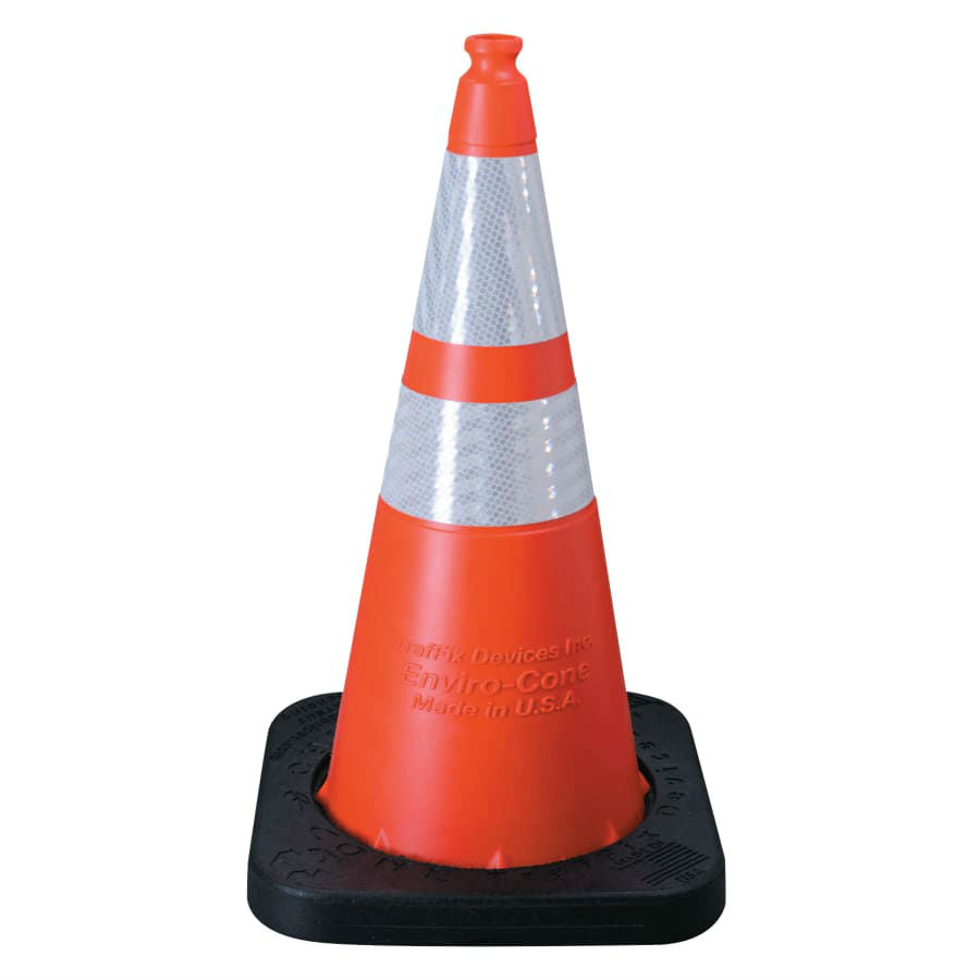 Vizcon 16028-HIWB-7 28" Orange Enviro-Cone, 6" & 4" Reflective, Rubber Base