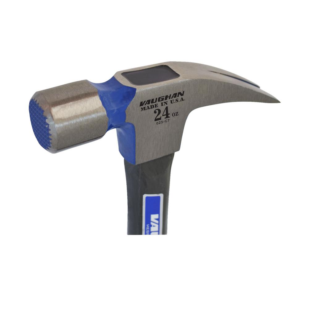 Vaughan VN12338 24 oz. Straight Claw Hammer - Fiberglass Handle Milled Face - 4