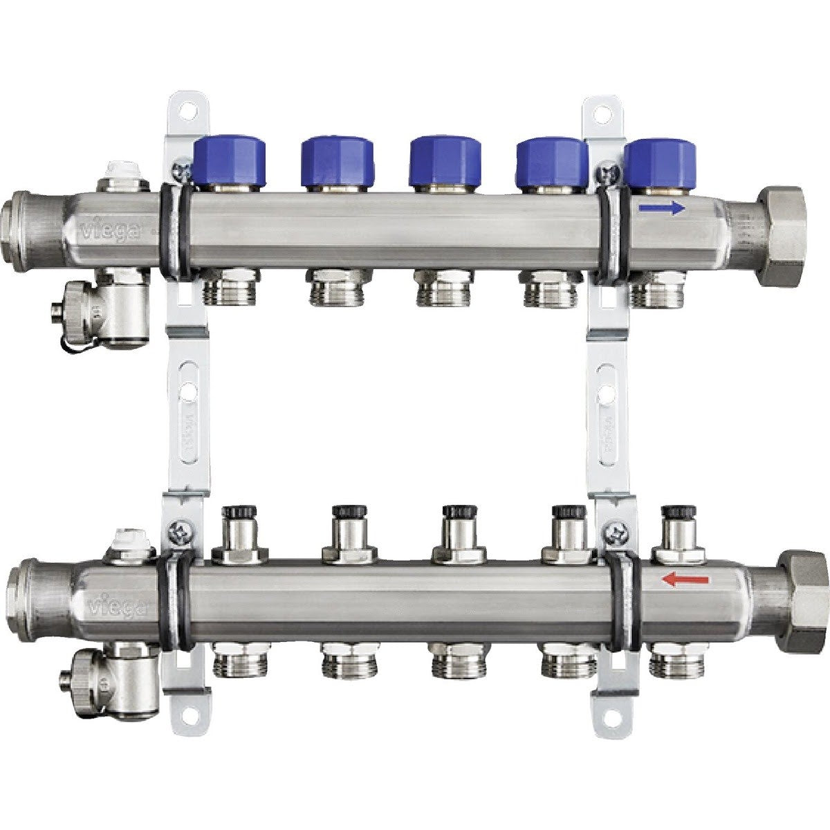 Viega 16404 (2879) Stainless Steel 6-Outlet Manifold with 1-1/4 in Union and 1 in FPT (1 Each)