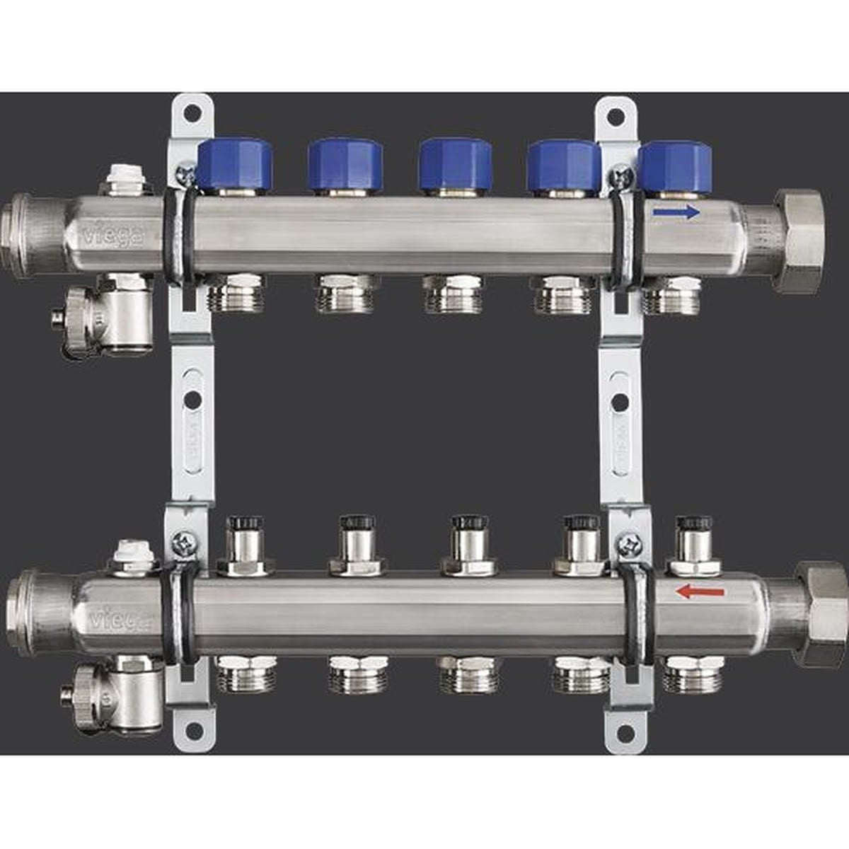Viega 16404 (2879) Stainless Steel 6-Outlet Manifold with 1-1/4 in Union and 1 in FPT (1 Each) - 2