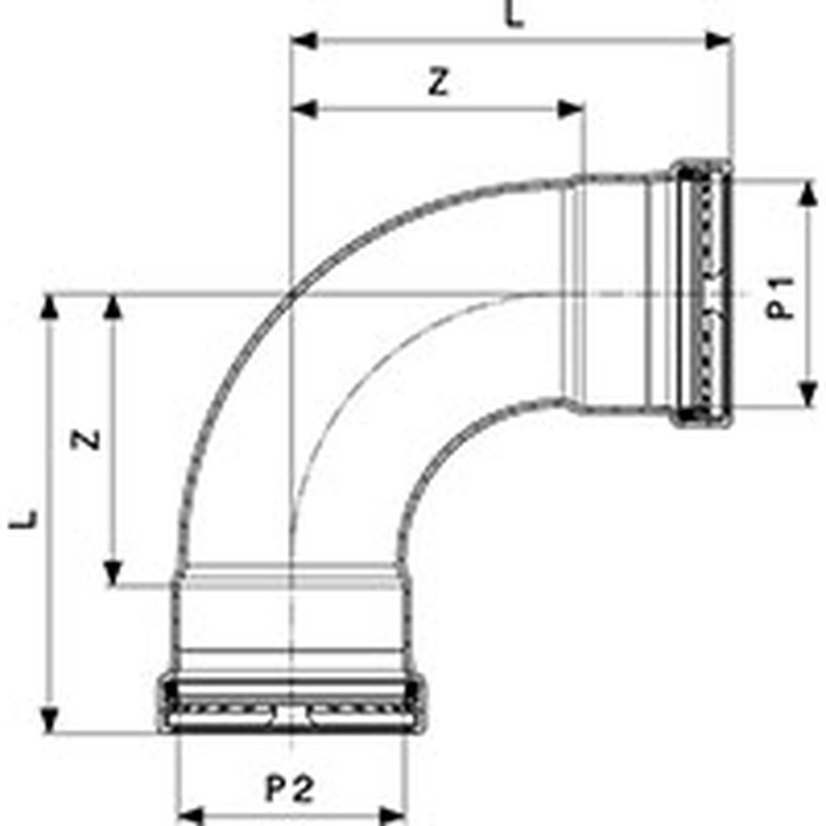 Viega 20623 (0916XL) ProPress 2 1/2 in. Copper 90 Degree Press Elbow P x P (1 Each) - 3