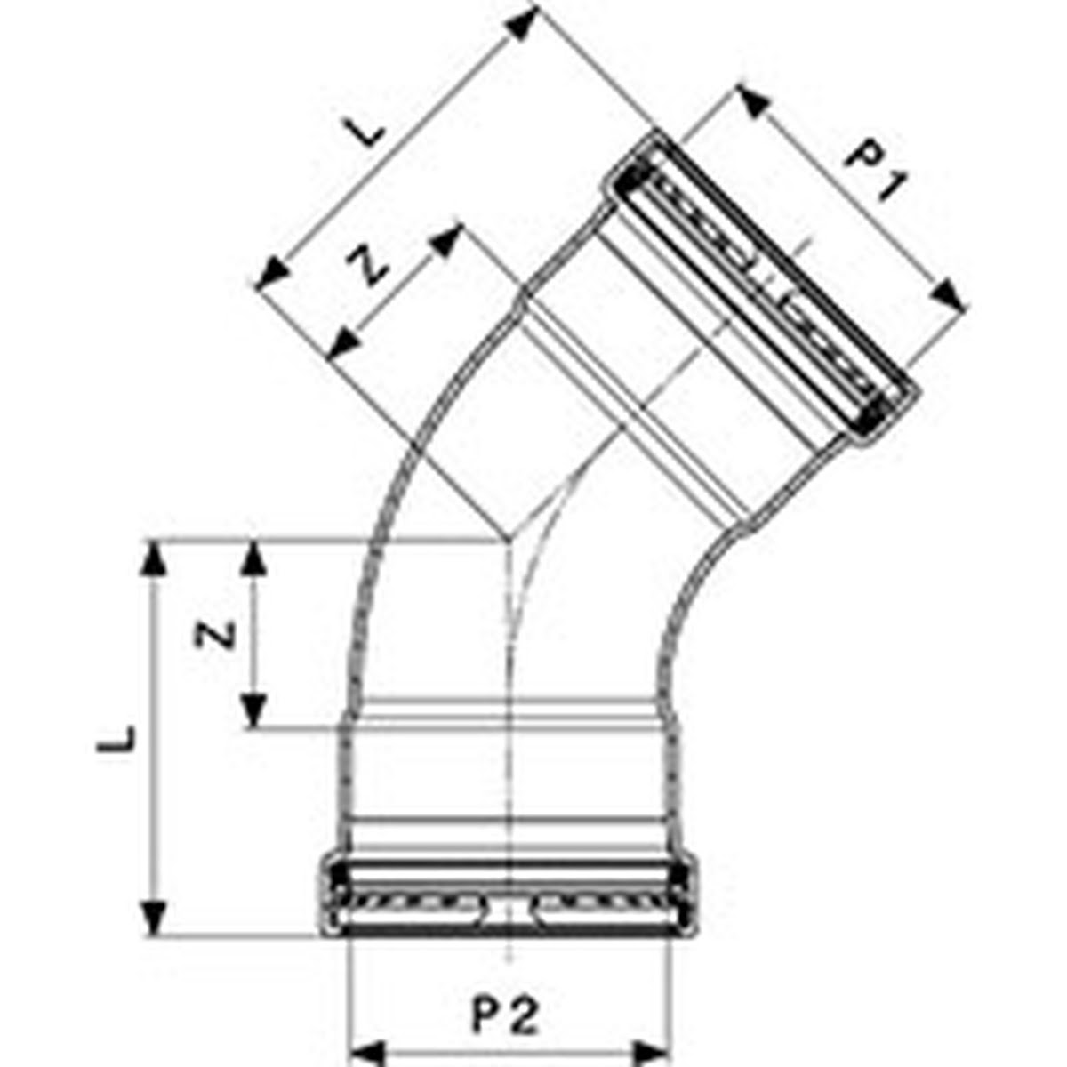 Viega 20663 (0926XL) ProPress 4 in Copper Press x Press 45 Degree Elbow (1 Each) - 3