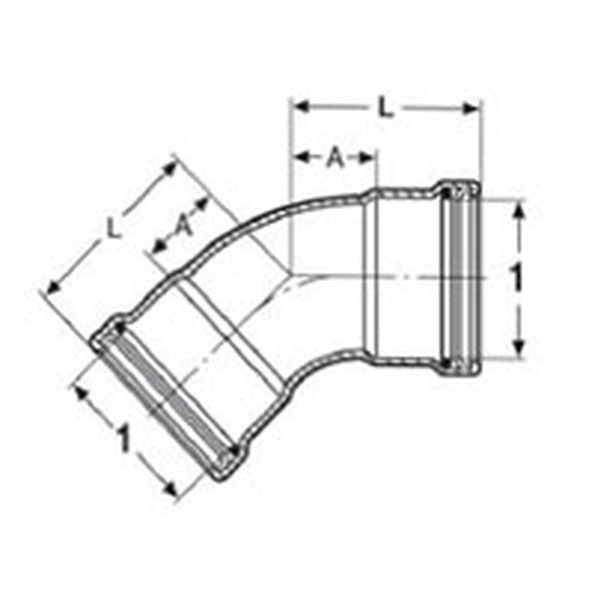 Viega 25230 (4826) MegaPress 1/2 in. x 1/2 in. 45 Degree Press Elbow Carbon Steel (1 Each) - 2