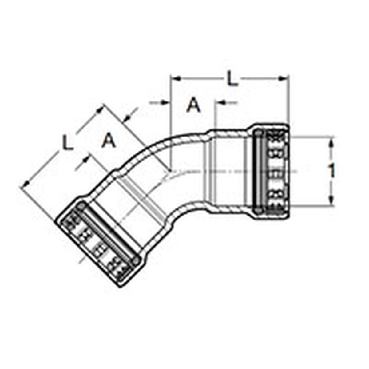 Viega 28630 (6626XL) MegaPressG 45 Degree Elbow Press x Press 2 1/2 in. (1 Each) - 2