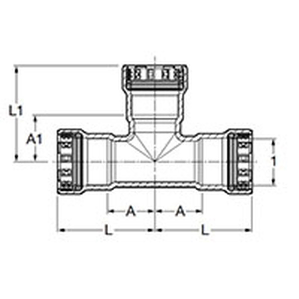 Viega 28680 (6618XL) MegaPressG Press Tee 2 1/2 in x 2 1/2 in x 2 in - 2