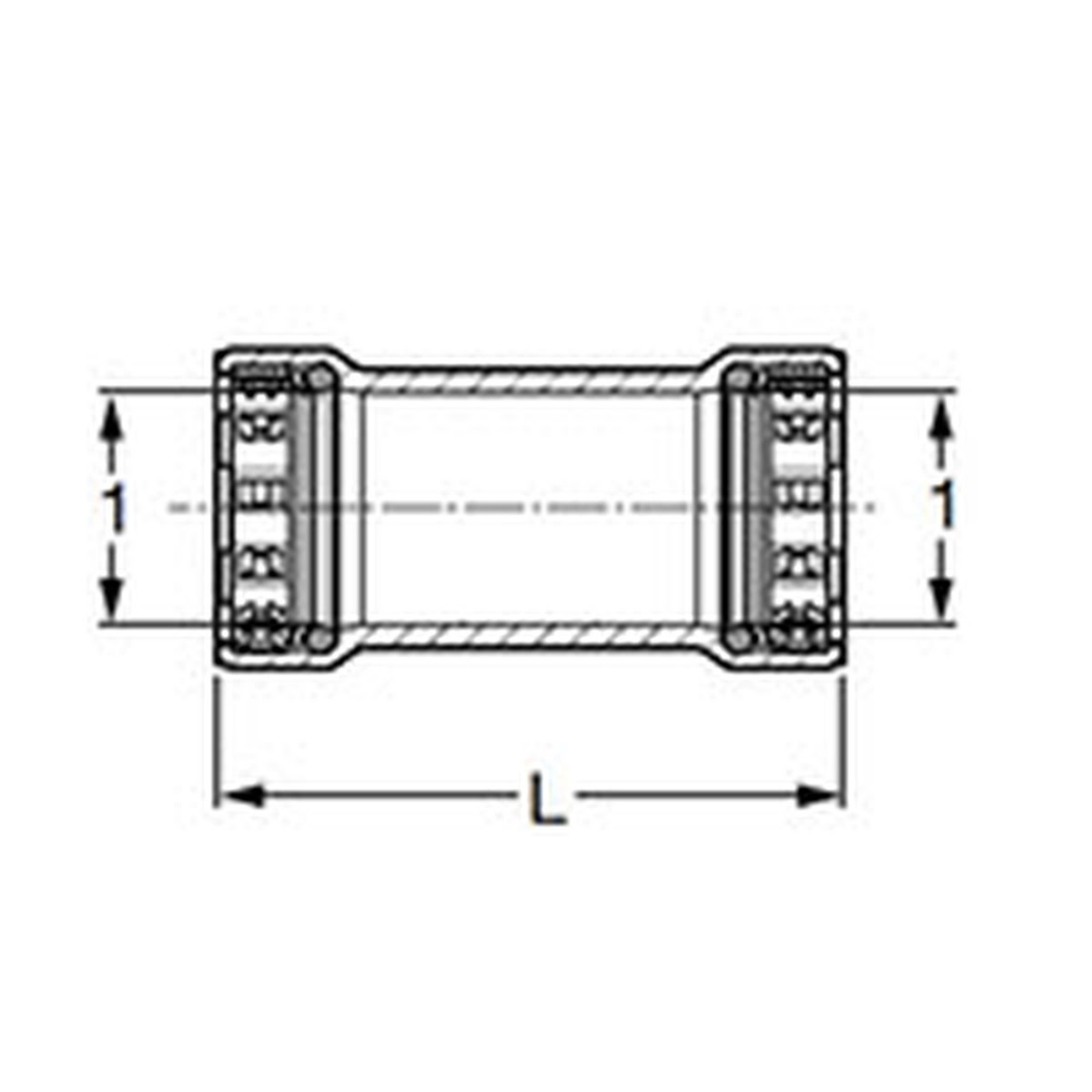 Viega 28785 (6615.5XL) MegaPressG XL 2 1/2 in. Press x Press Coupling No Stop (1 Pc) - 2