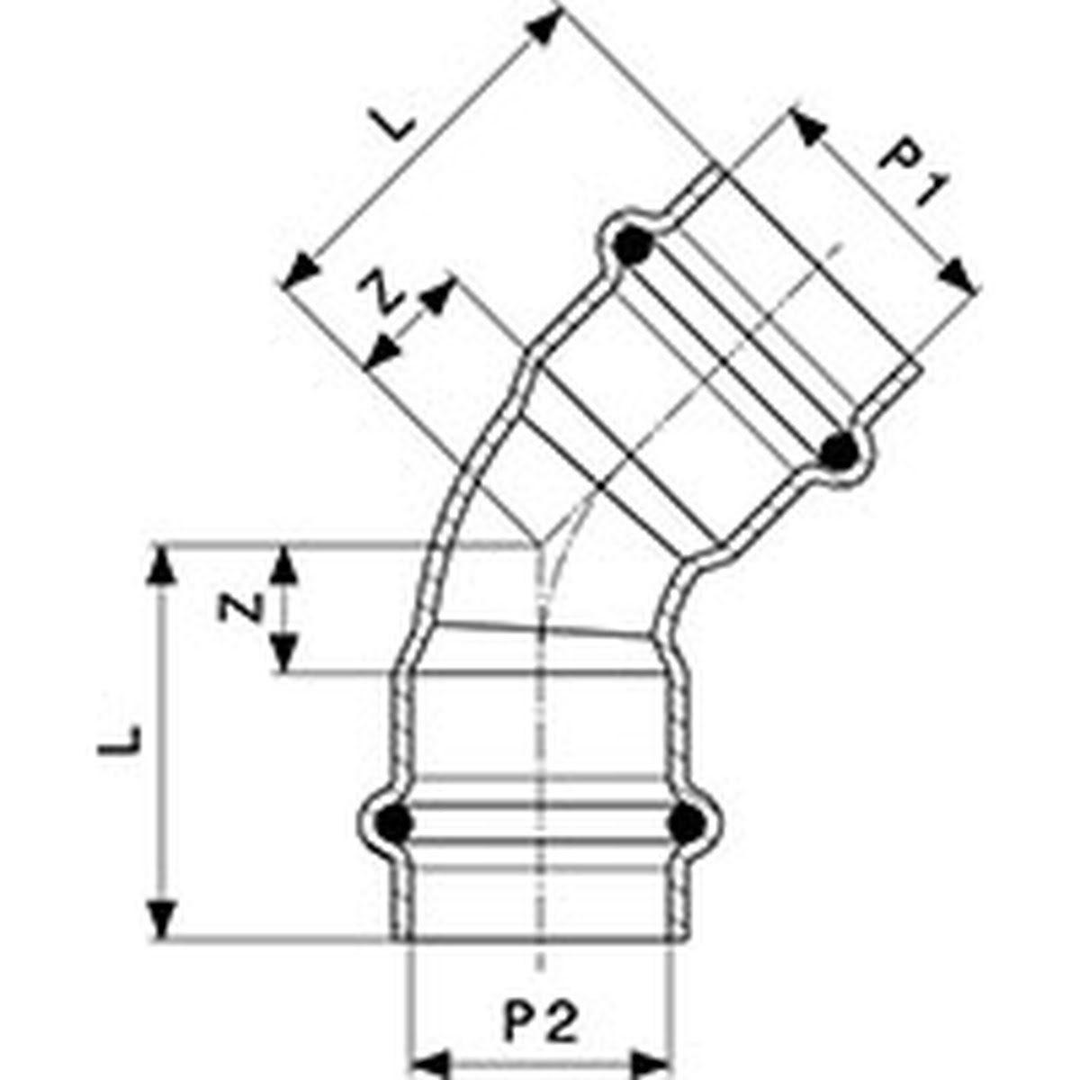 Viega 77033 (2926) ProPress 45 Degree P x P Copper Press Elbow 1-1/4 in. - 3
