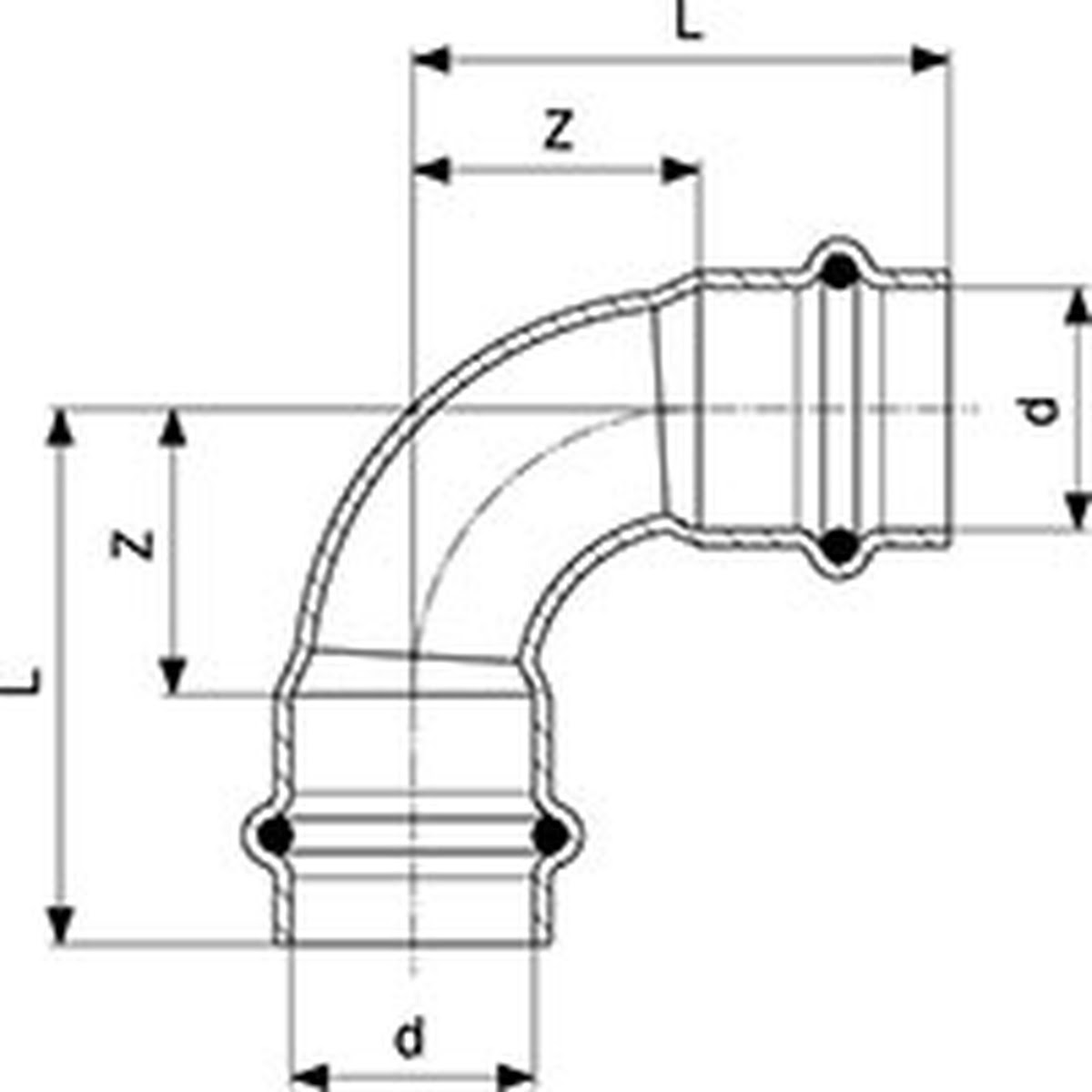 Viega 77042 (2916) ProPress 2 in. x 2 in. Copper Press 90 Degree Elbow Short (1 Each) - 2