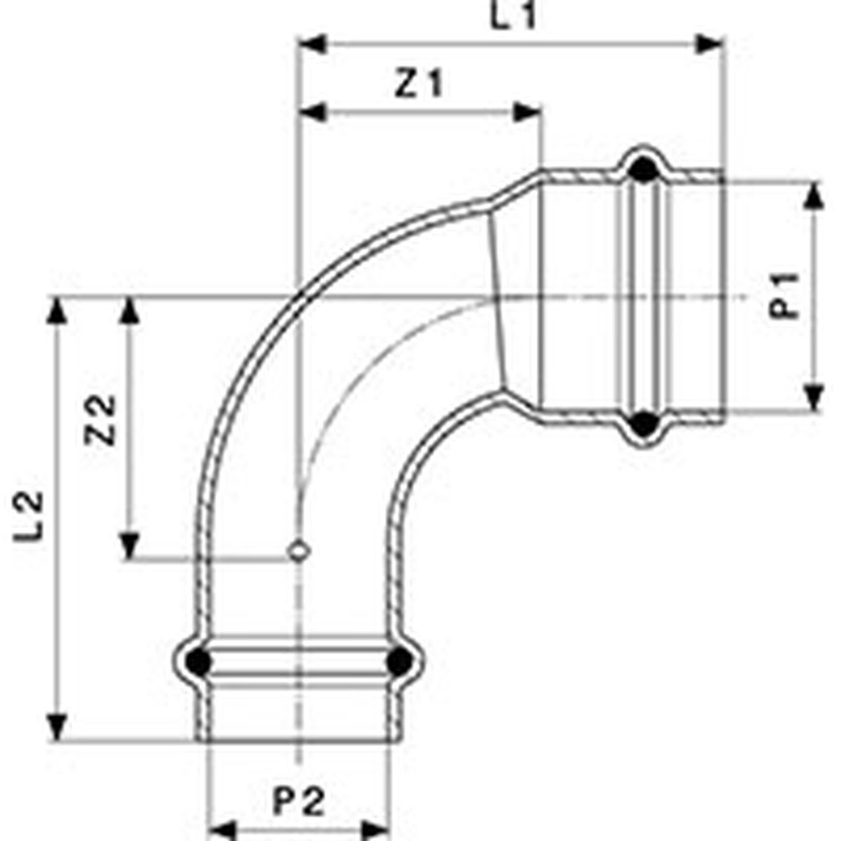 Viega 77325 (2916.3) ProPress 90 Degree Reducing Elbow Copper Press x Press 3/4 in x 1/2 in - 4