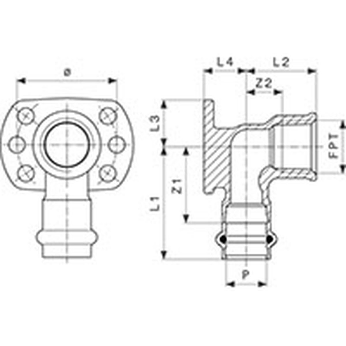 Viega 79195 (2925.5ZL) ProPress 3/4 in. Press x 3/4 in. FPT 90 Degree Drop Ear Elbow Zero Lead Bronze (1 Each) - 4