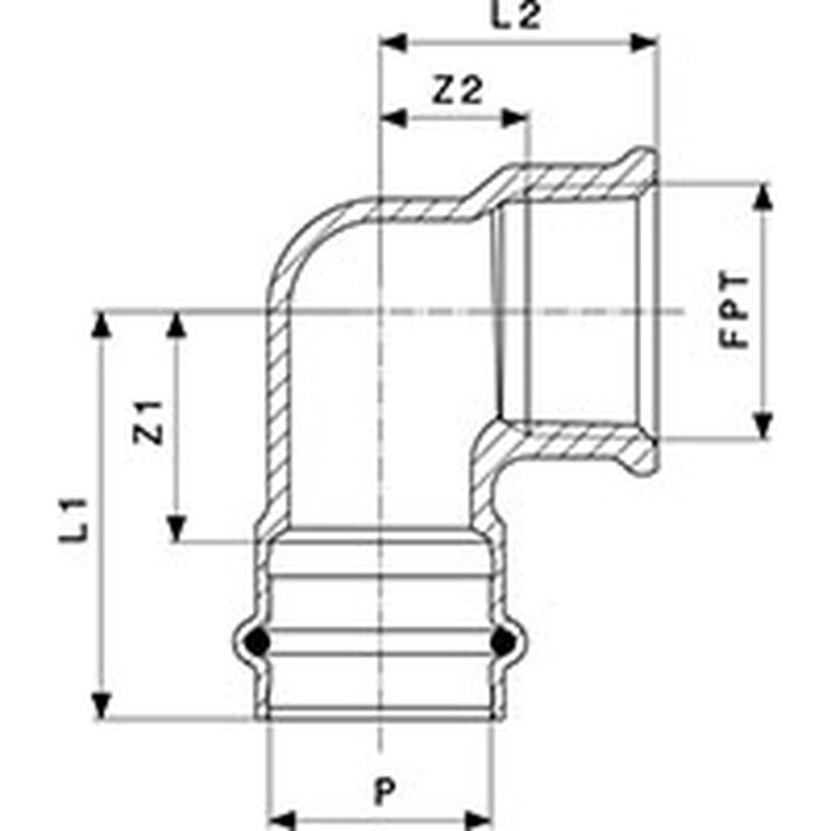 Viega 79565 (2914.2ZL) ProPress 1-1/2 in Bronze Zero Lead 90 Degree Elbow Press x Female Pipe Thread - 4